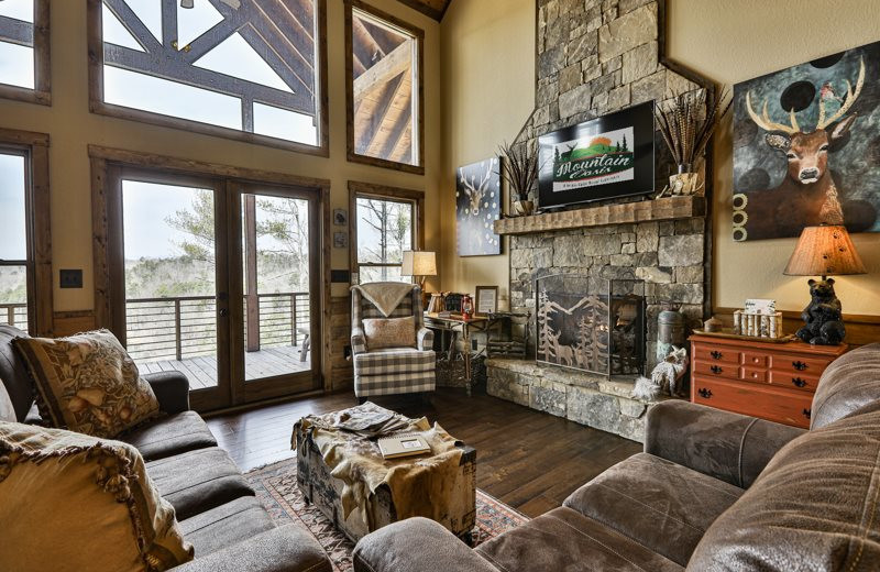 Rental living room at Mountain Oasis Cabin Rentals.