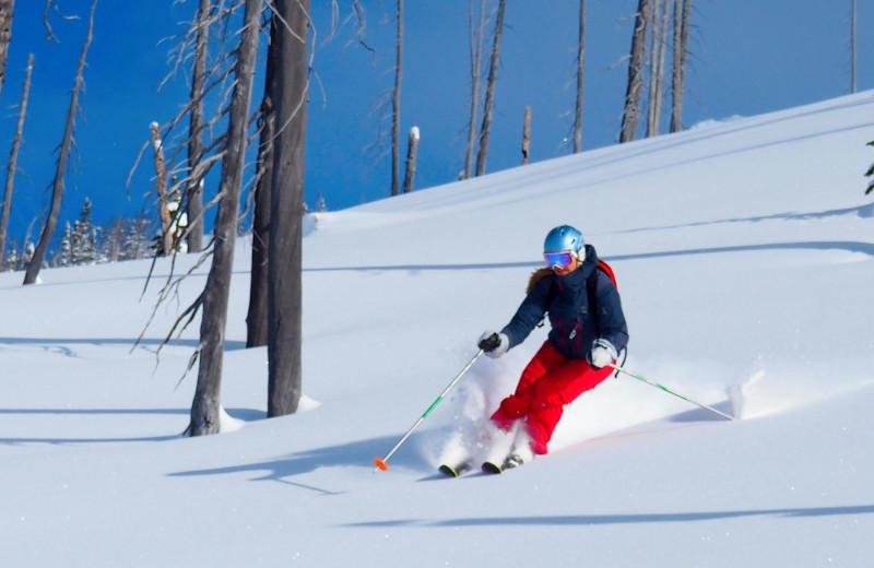 Skiing at Bugaboos Lodge.