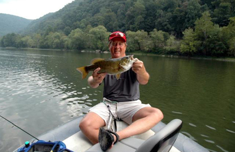 Fishing at Country Road Cabins.