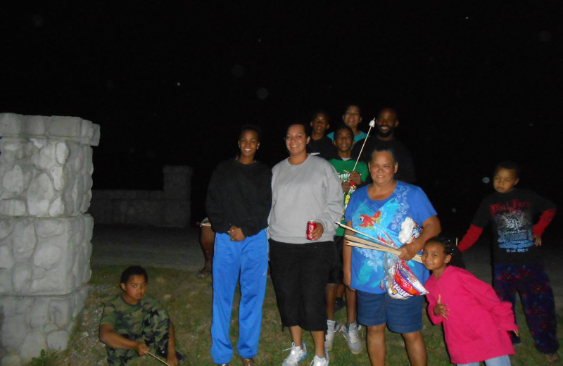 Family gathering at Cabins at Highland Falls.