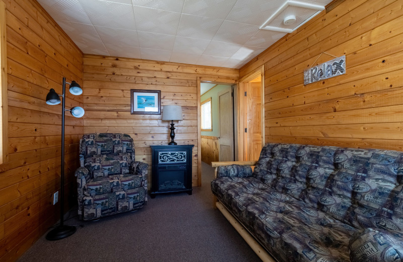 Cabin living room at Ten Mile Lake Resort.