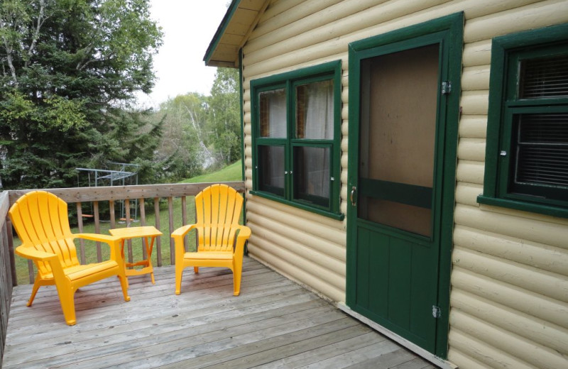 Cabin deck at Rainbow Point Lodge.