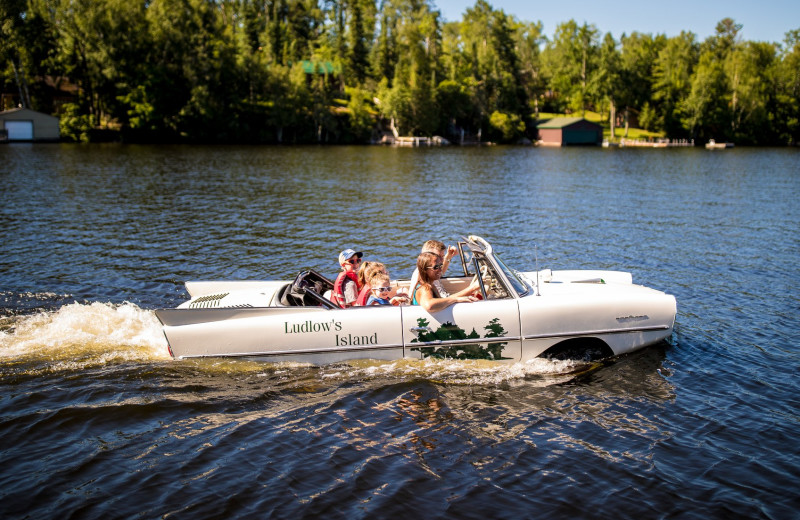 Boating at Ludlow's Island Resort.