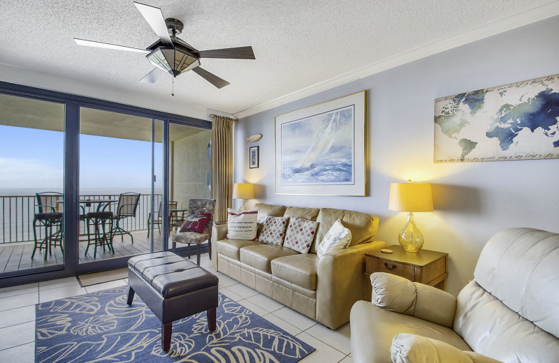 Rental living room at Gulf Coast Beach Getaways.