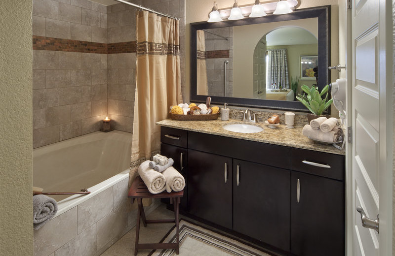 Guest bathroom at Holiday Inn Club Vacations at Desert Club Resort.