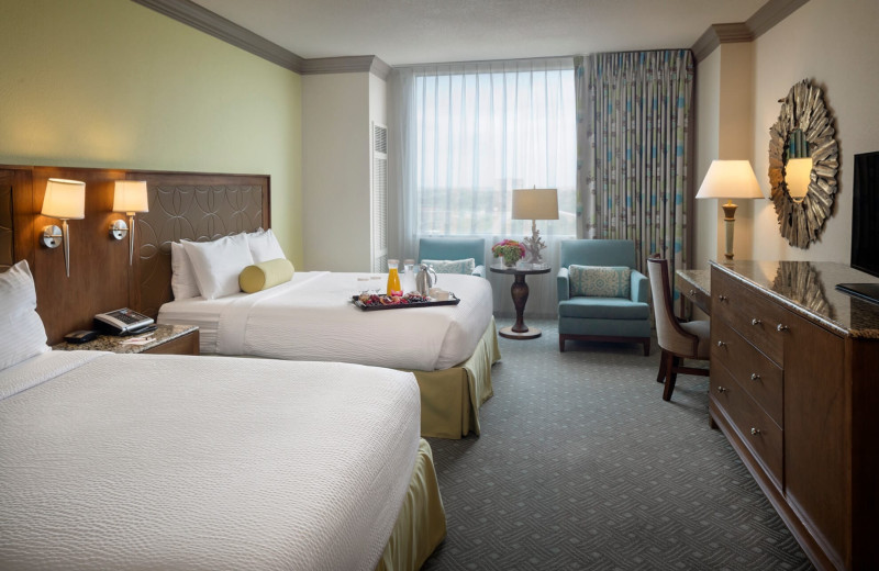 Guest room at Moody Gardens Hotel Spa & Convention Center.