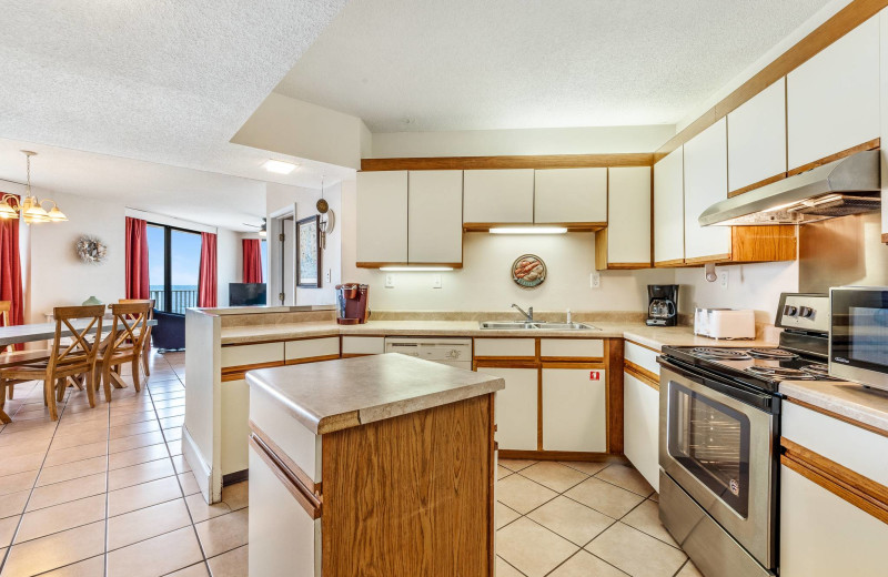 Rental kitchen at Bender Realty Vacation Rentals.