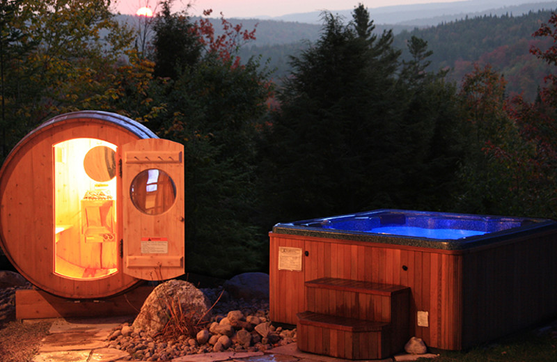 Sauna and hot tub at Fiddler Lake Resort.