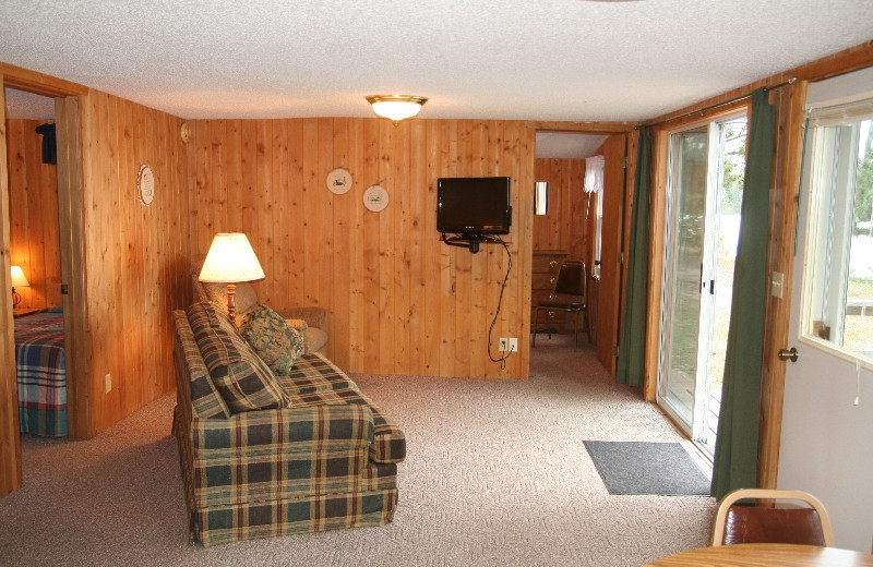 Cabin living room at Bay View Lodge.