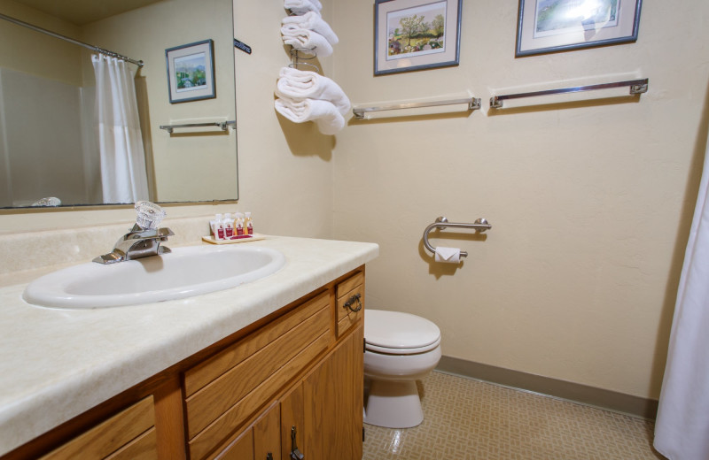 Guest bathroom at Waterbury Inn Condominium Resort.