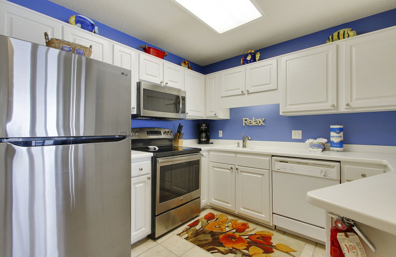 Rental kitchen at Gulf Coast Beach Getaways.