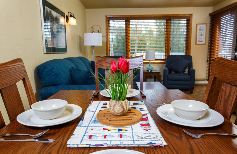 Guest dining room at Waterbury Inn Condominium Resort.