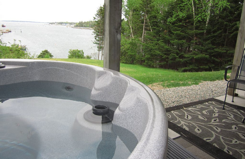 Rental hot tub at Acadia Cottage Rentals.