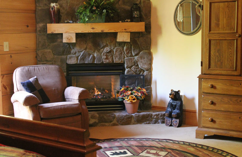 Guest fireplace at House Mountain Inn.