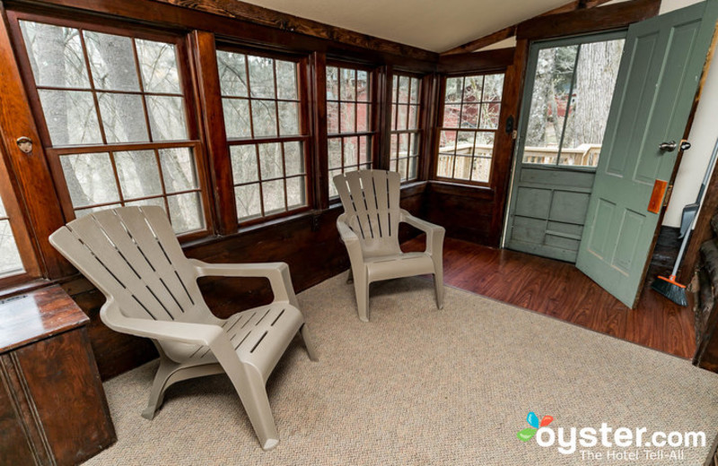 Cabin porch at Birchcliff Resort.