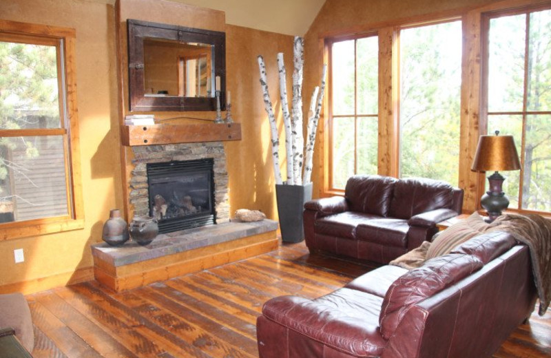 Cabin living room at Deadwood Connections.