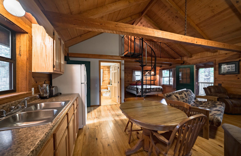 Cabin kitchen at Buffalo River Outfitters.