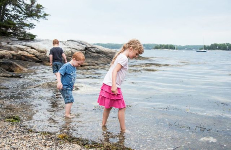 Kids on beach at Linekin Bay Resort.