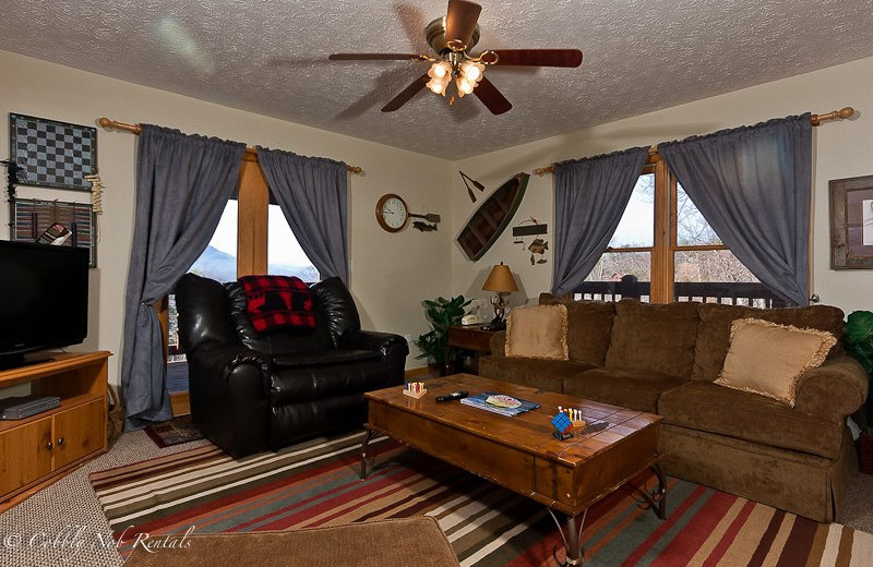 Rental living room at Cobbly Nob Rentals.