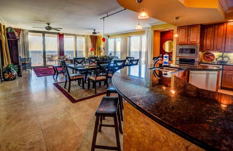 Rental kitchen at Luna Beach Properties.