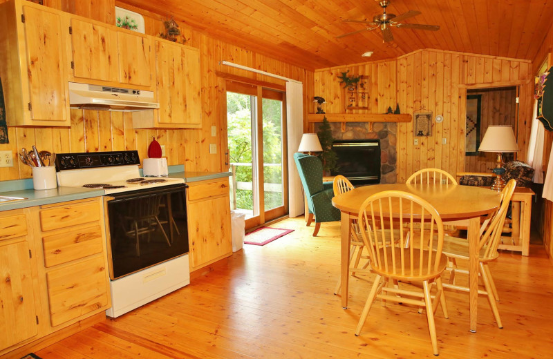 Cabin living room at Pine Terrace Resort.