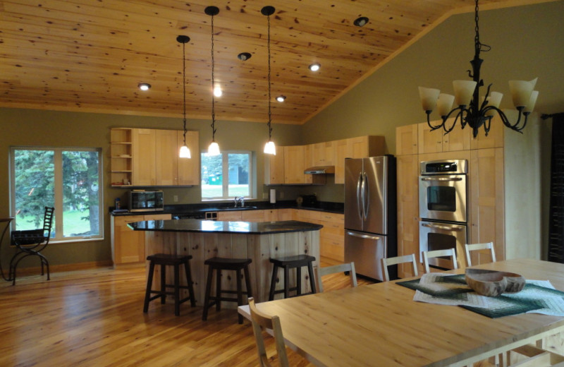 Cabin kitchen at Five Lakes Resort.