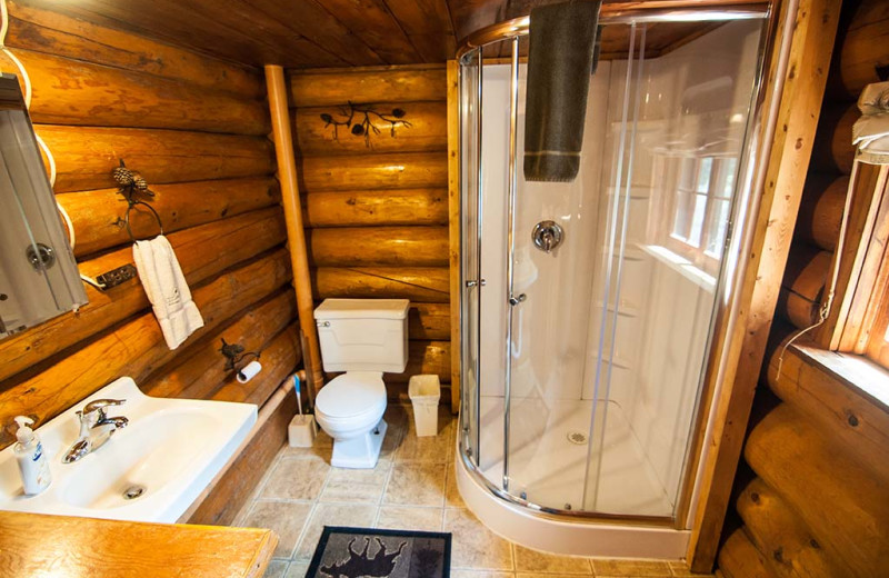 Cabin bedroom at Clearwater Historic Lodge & Canoe Outfitters.