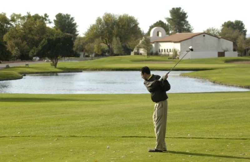 Playing golf at Tubac Golf Resort.