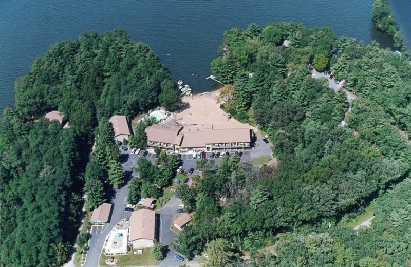 Aerial view of Baker's Sunset Bay Resort.