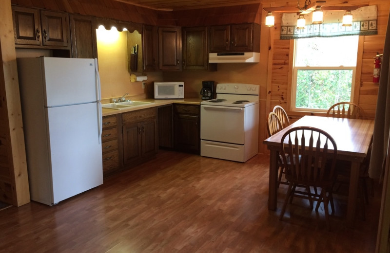 Cabin kitchen at Muskego Point Resort.