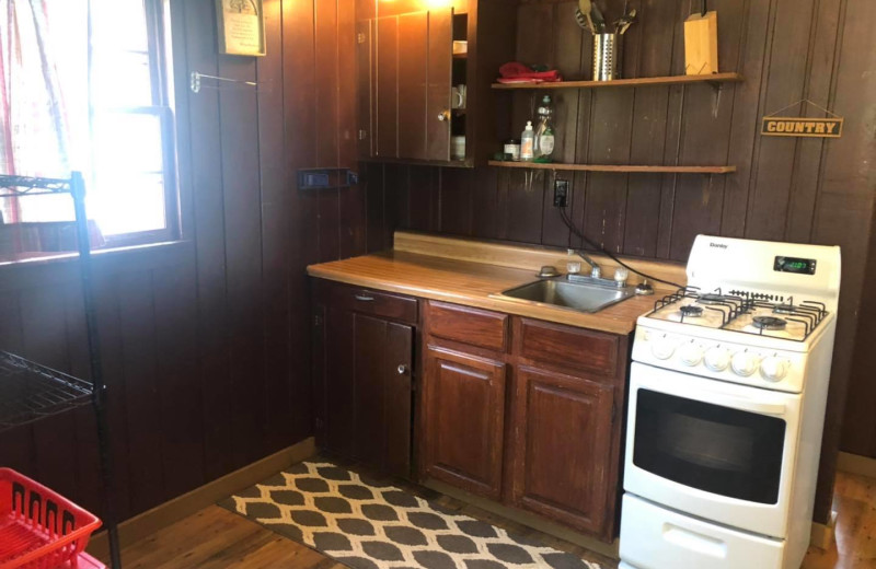 Cabin kitchen at Bell's Resort Bar and Grill.