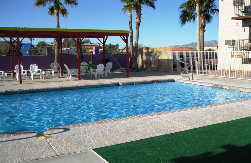 Outdoor pool at Sunrise Suites.