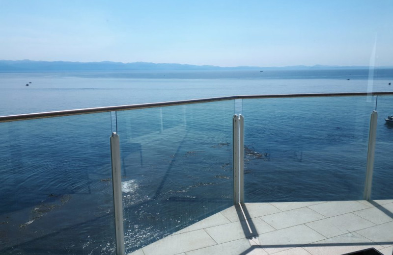 Guest balcony at SookePoint Ocean Cottage Resort.