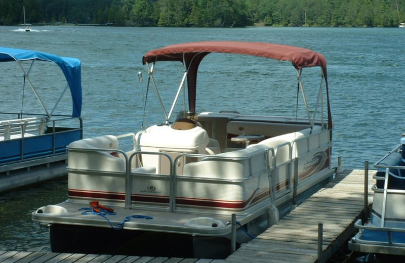 Pontoon boats at Clear Lake Resort.