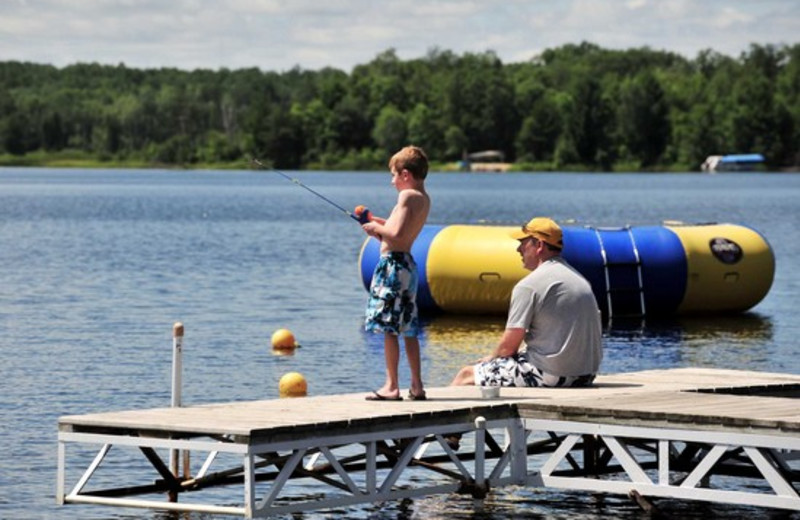 Fishing off the dock at Agate Lake Resort.