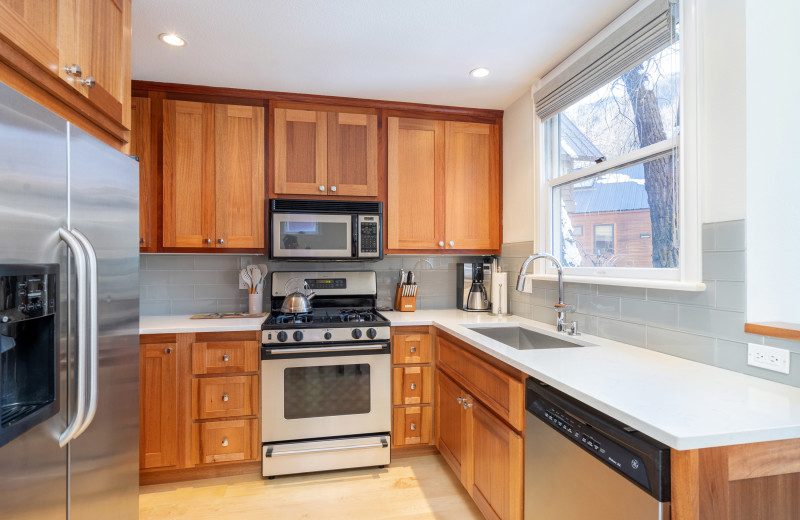 Rental kitchen at Accommodations in Telluride.