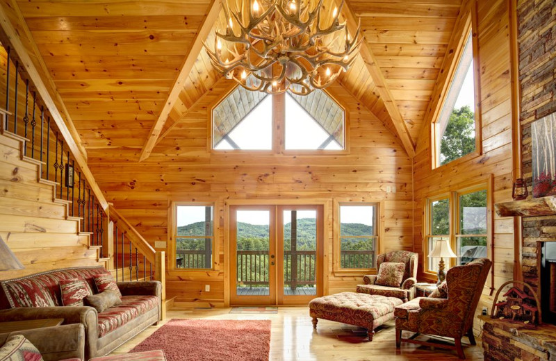 Rental living room at Nevaeh Cabin Rentals.