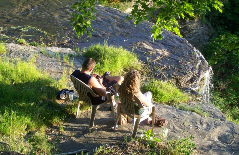 Waterfall Seating Area at Finger Lakes Waterfall Resort