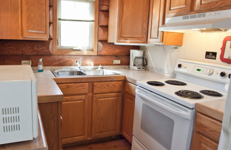 Cabin kitchen at High Country Guest Ranch.