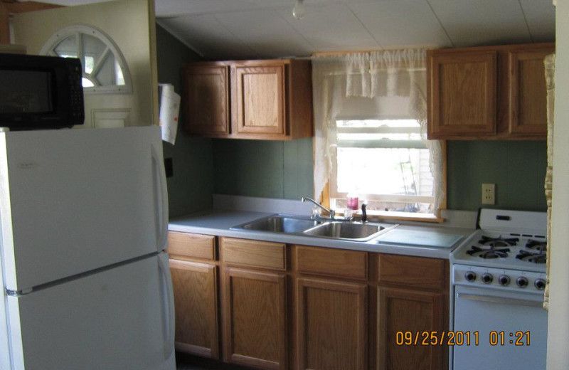 Cabin kitchen at Wil-O-Wood Resort.