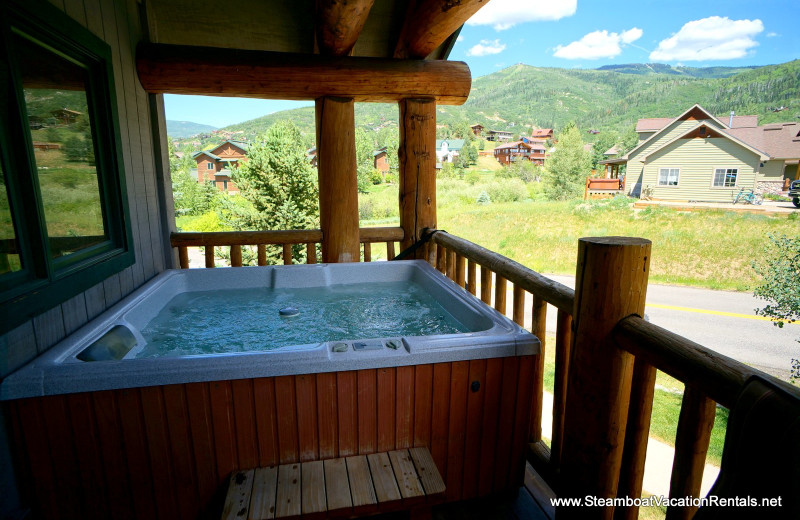 Rental hot tub at Steamboat Vacation Rentals.