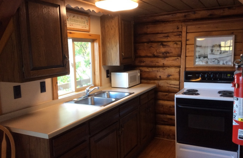 Cabin kitchen at Muskego Point Resort.