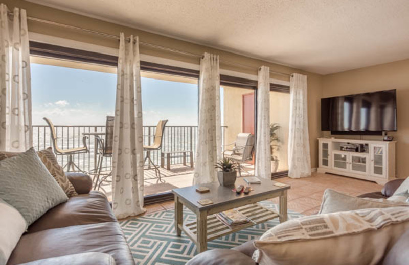 Rental living room at Ocean Breeze East.
