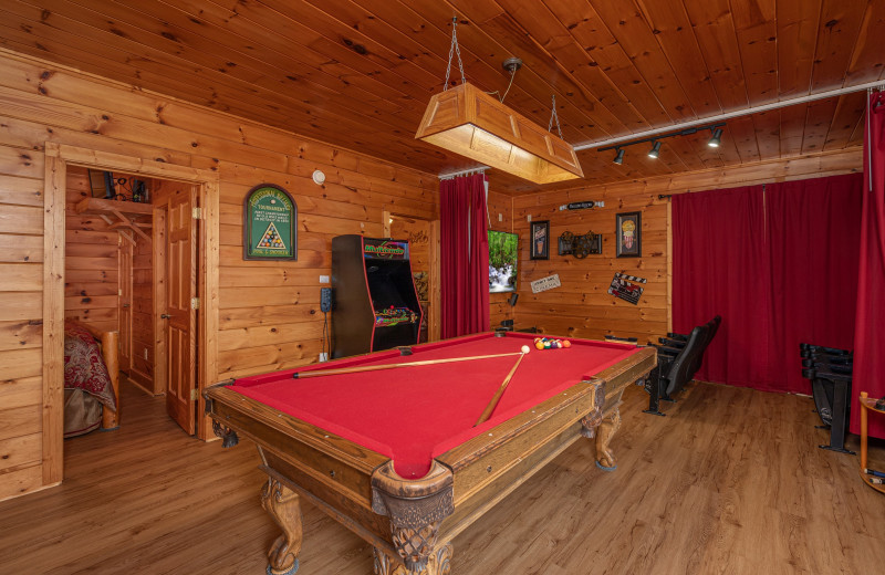 Cabin billiard table at American Patriot Getaways, LLC.