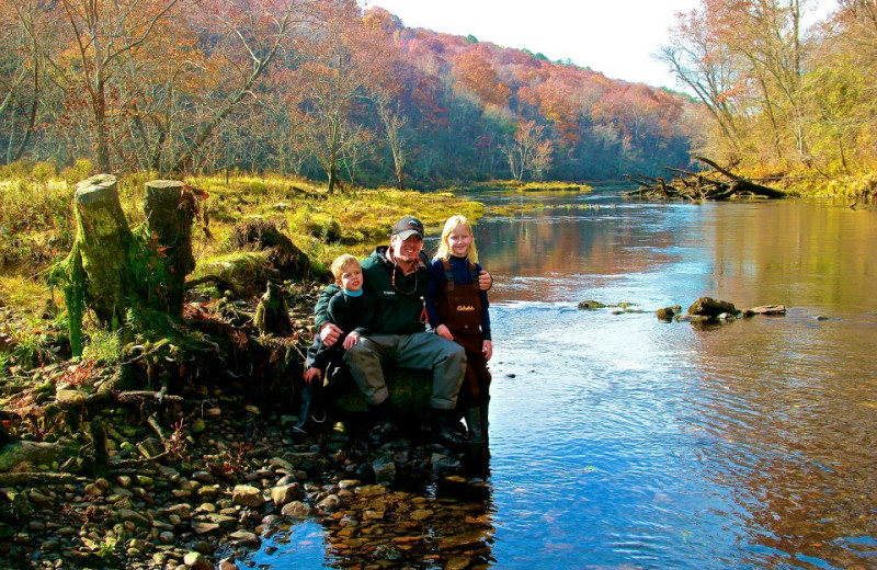 Family fishing at Lindsey's Rainbow Resort.