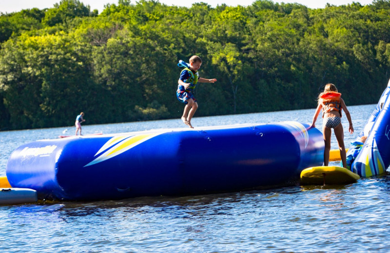 Water trampoline at Elmhirst's Resort.