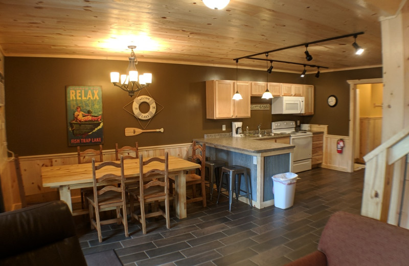 Cabin kitchen at Campfire Bay Resort.