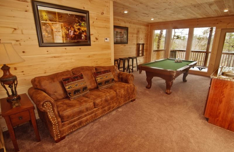 Cabin living room at Accommodations by Parkside Resort.