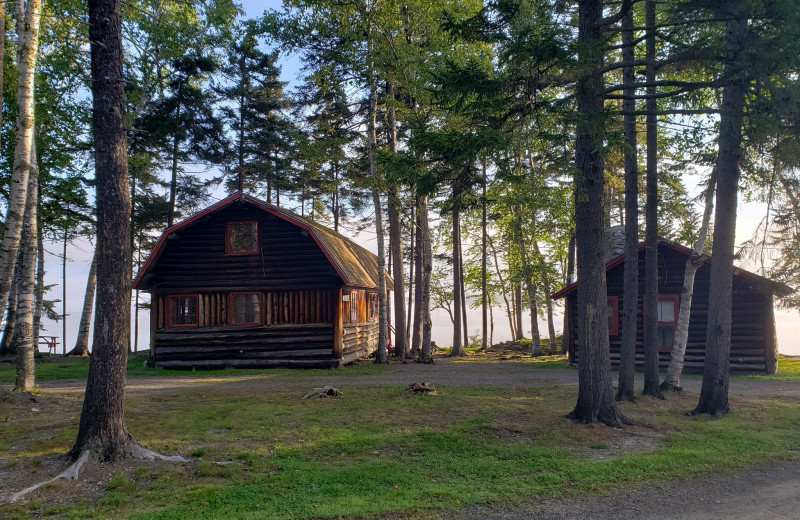 Cabin exterior at The Birches Resort.