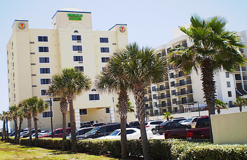 Exterior view of Emerald Shores Luxurious Hotel.